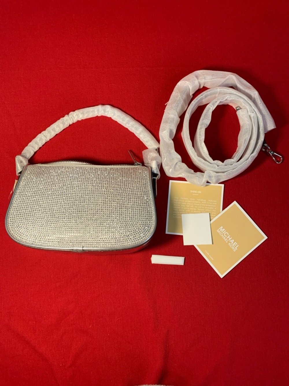 Michael Kors Silver Crystal-Embellished White Crossbody Bag - Picture 7 of 12